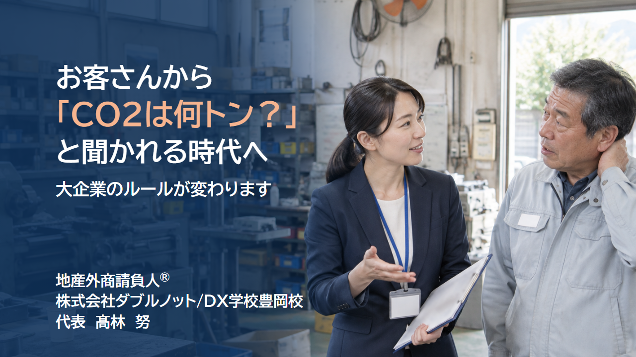 小さな工場を訪ねた取引先の担当者に、CO2の量を聞かれて考え込む社長